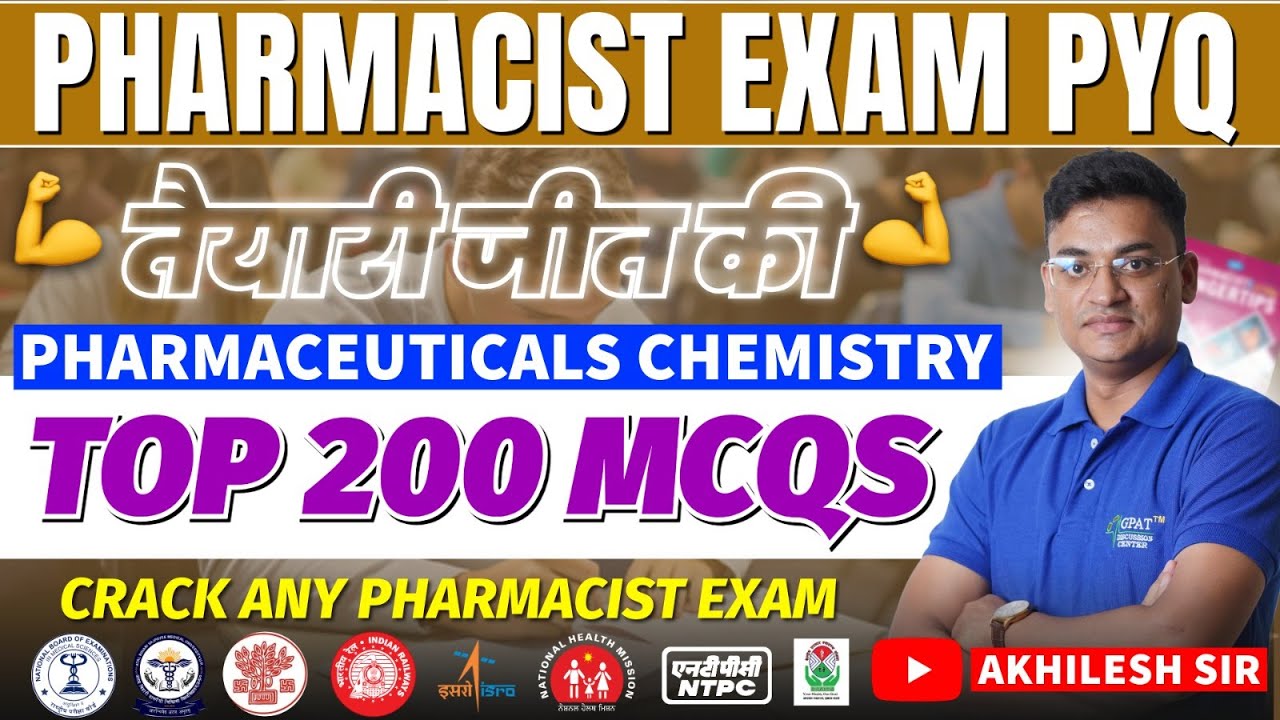 200 IMPORTANT PHARMACEUTICALS CHEMISTRY | QUESTIONS WITH COMPLETE EXPLANATION  #rrbpharmacist #GDC