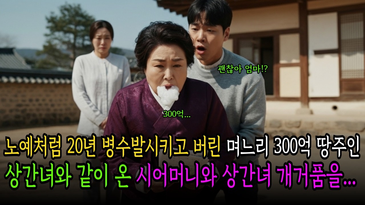 며느리 20년간 병수발 시키고 버렸던 며느리 300억 땅부자가 되버리자, 시어머니와 상간녀는 길바닥에서 개거품을 무는데