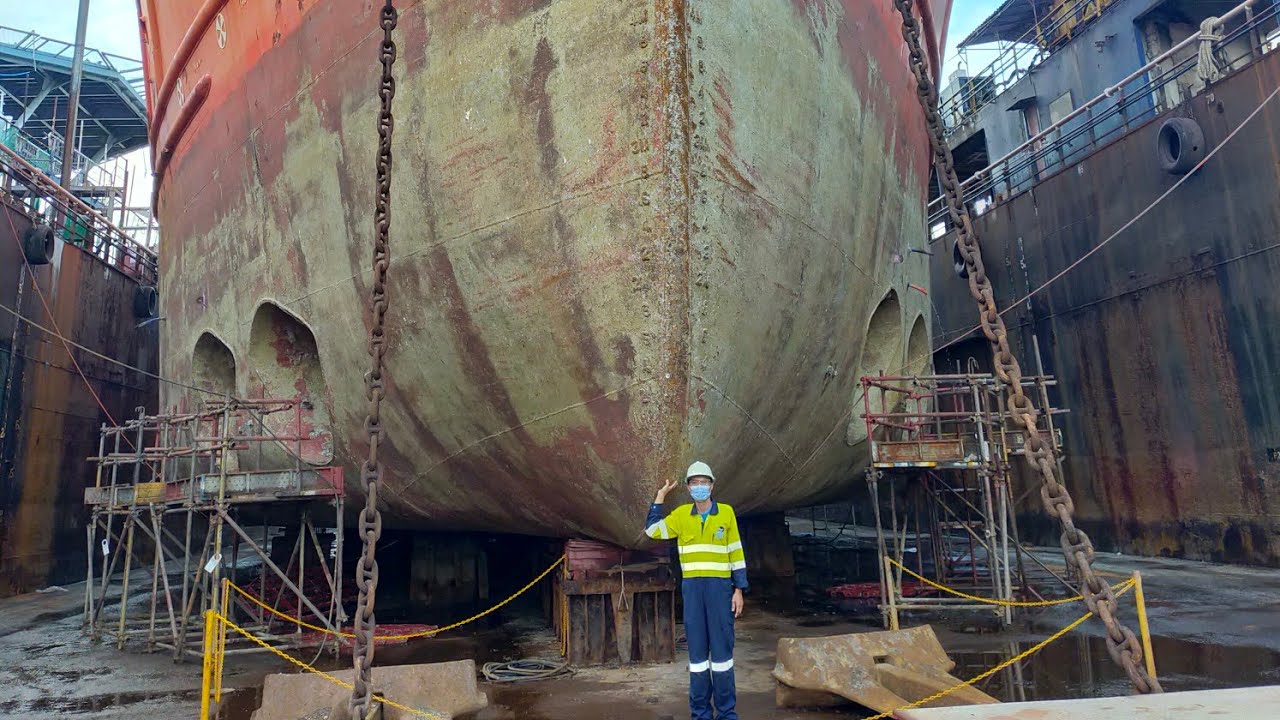 Securing Ship's Chain and Anchor at Floating Dock