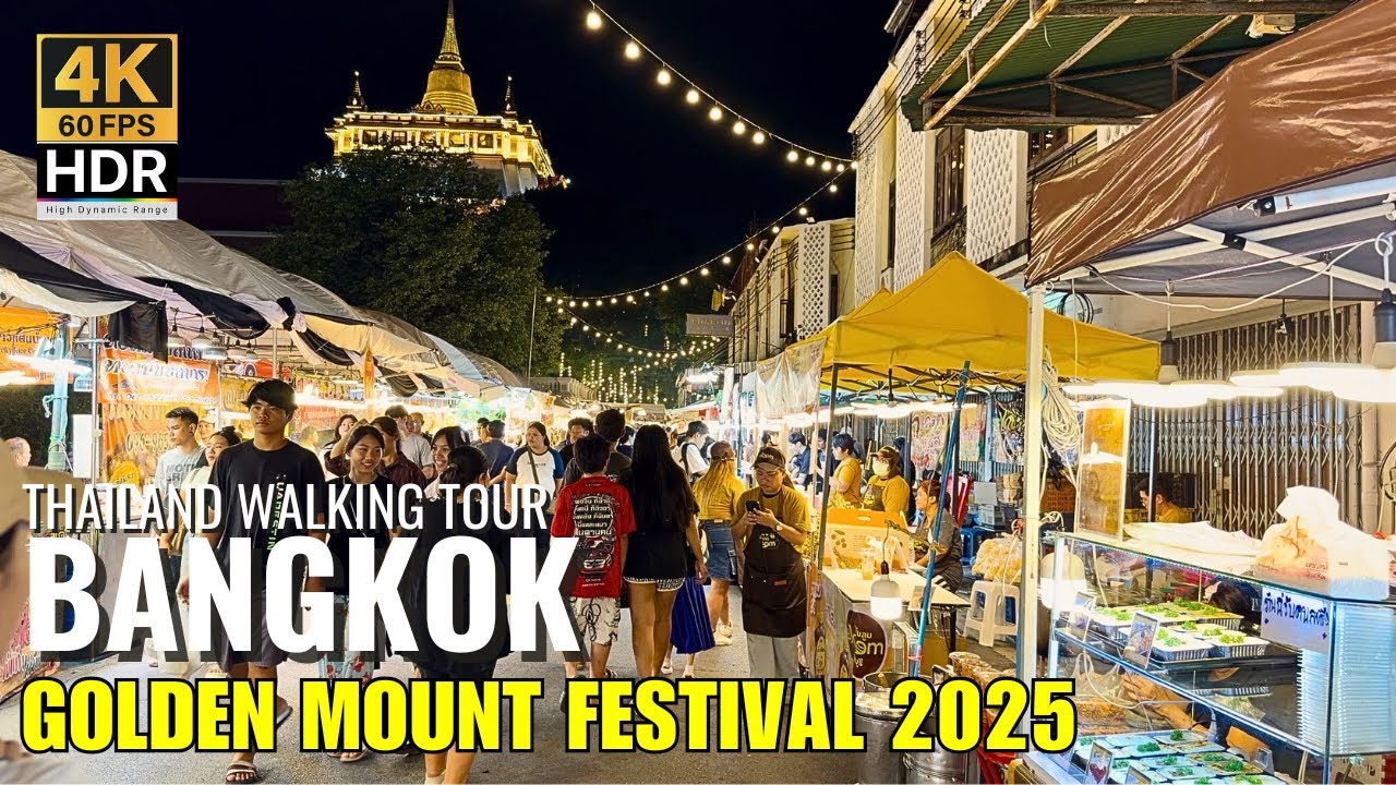 🤯 INSANE Street Food at Bangkok's Golden Mount Temple Fair 2025 (Wat Saket) | 4K HDR
