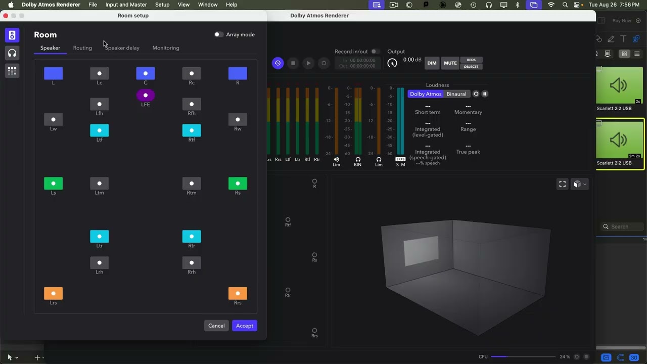 Configuration du moteur de rendu Dolby Atmos