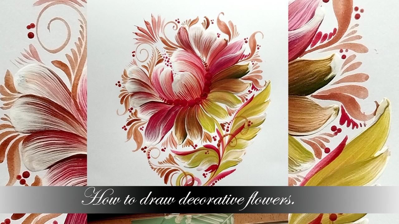 How to draw decorative flowers. Beautiful floral pattern