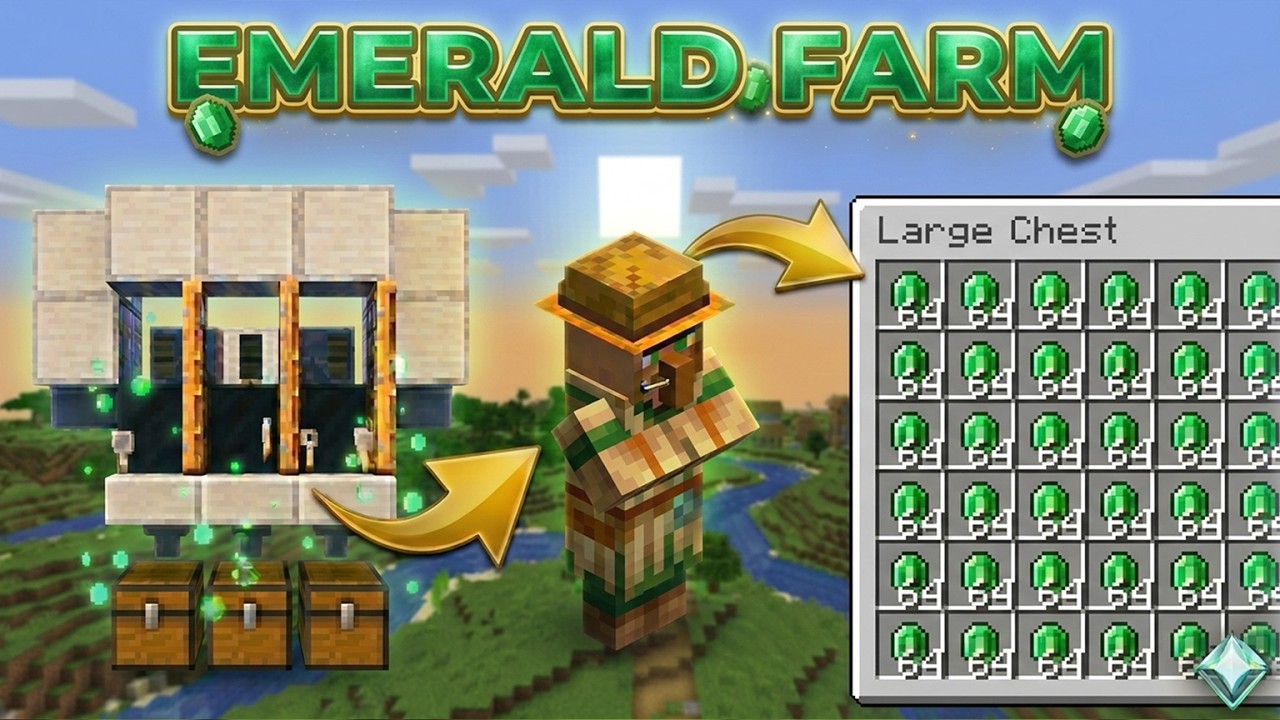Простая ферма изумрудов в Minecraft 1.14 &ndash; 1.21+