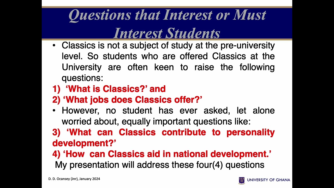 WHY STUDY CLASSICS?
