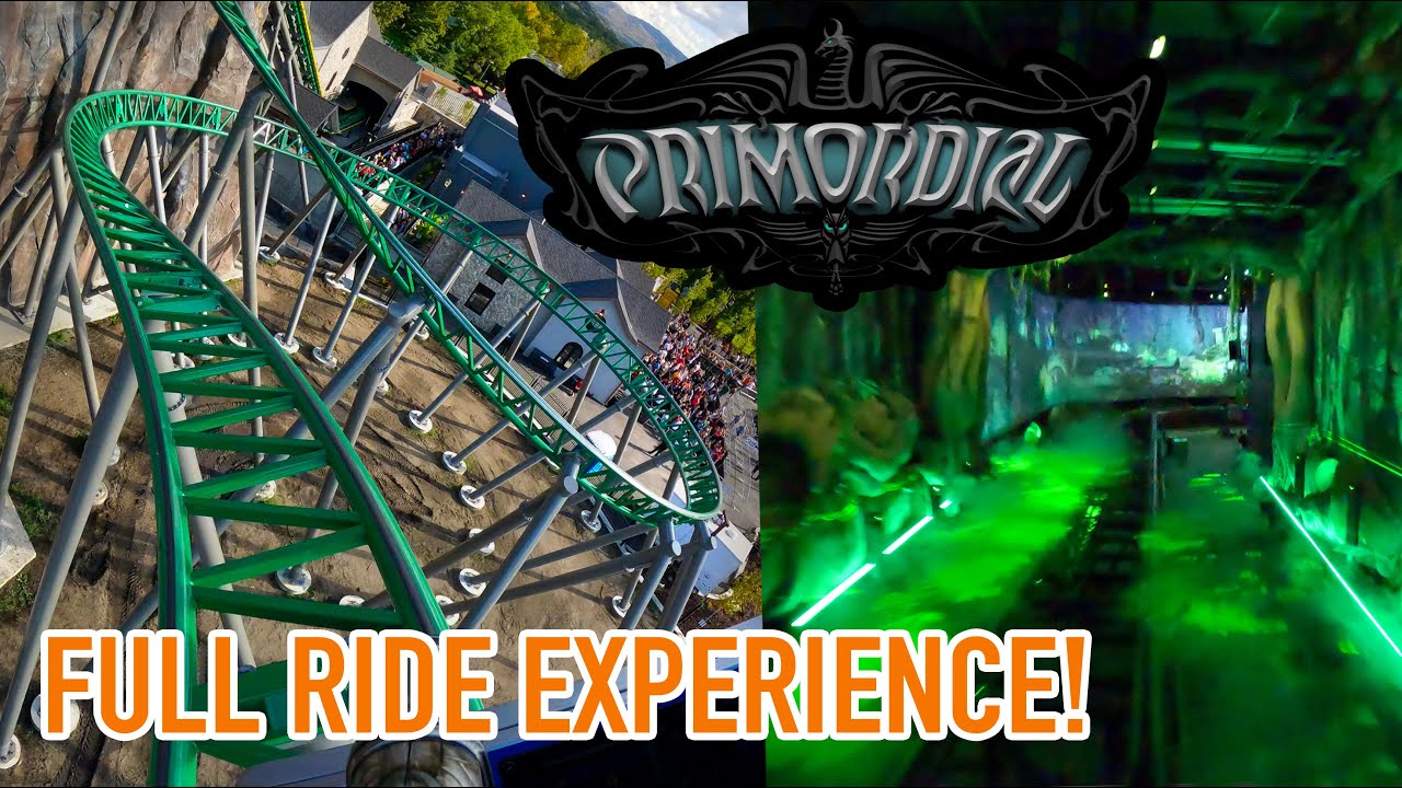 Primordial Front Row POV | Lagoon's Immersive Indoor/Outdoor Roller Coaster