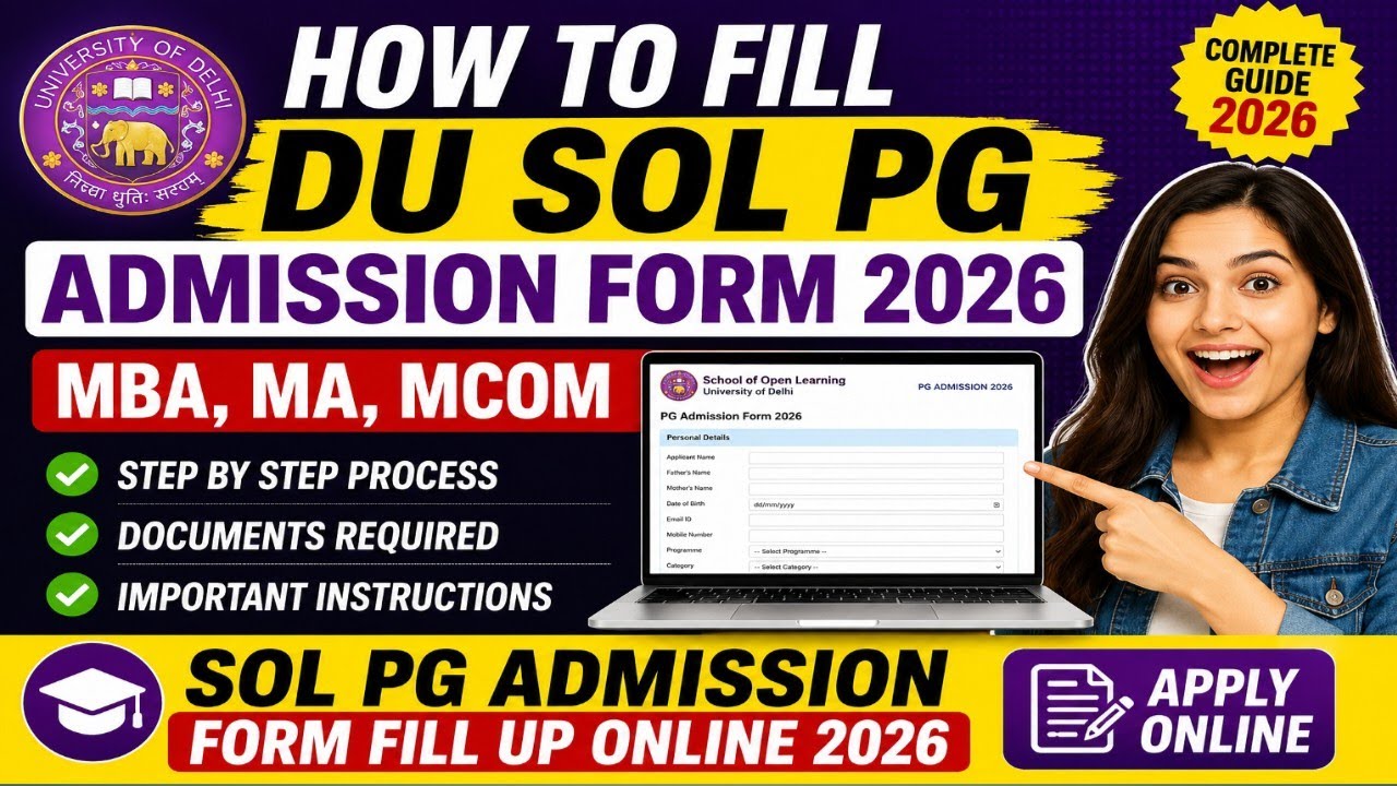 HOW TO FILL DU SOL PG ADMISSION FORM 2026 |MBA, MA, MCOM I SOL PG ADMISSION FORM FILL UP ONLINE 2026