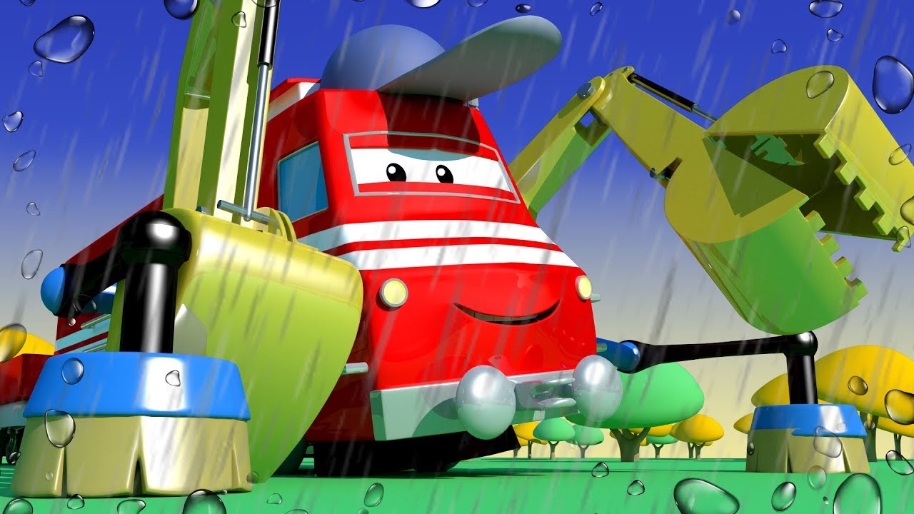 The Mud SLIDE - ONE ZEEZ & Troy The Train  - Car City ! Train Cartoon for children