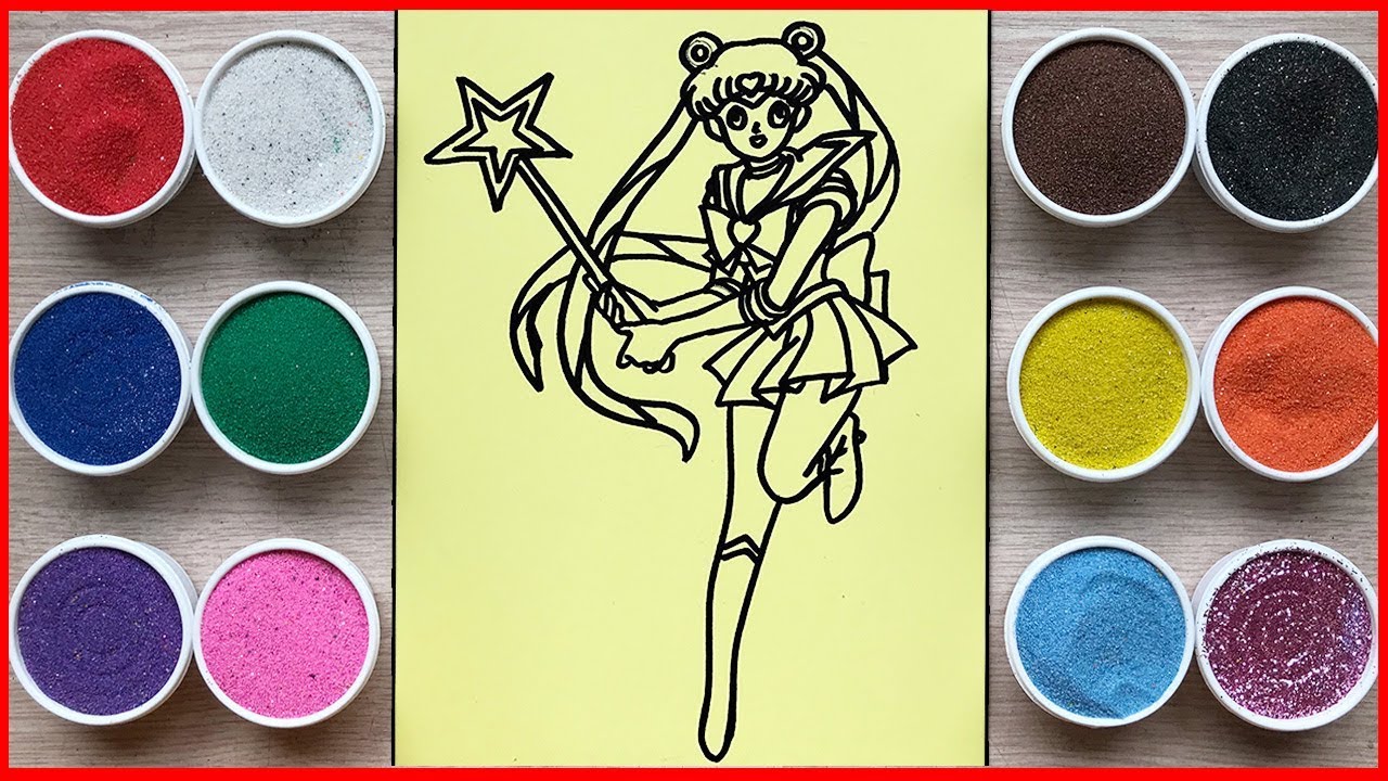 TÔ MÀU TRANH CÁT THỦY THỦ MẶT TRĂNG XINH ĐẸP - Sand painting Sailor Moon (Chim Xinh)