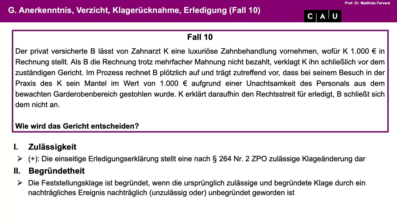 Zivilprozessrecht &ndash; Folge 06 (Erledigung; Beweislast, Beweisma&szlig;, Beweislastumkehr, Anscheinsbeweis)