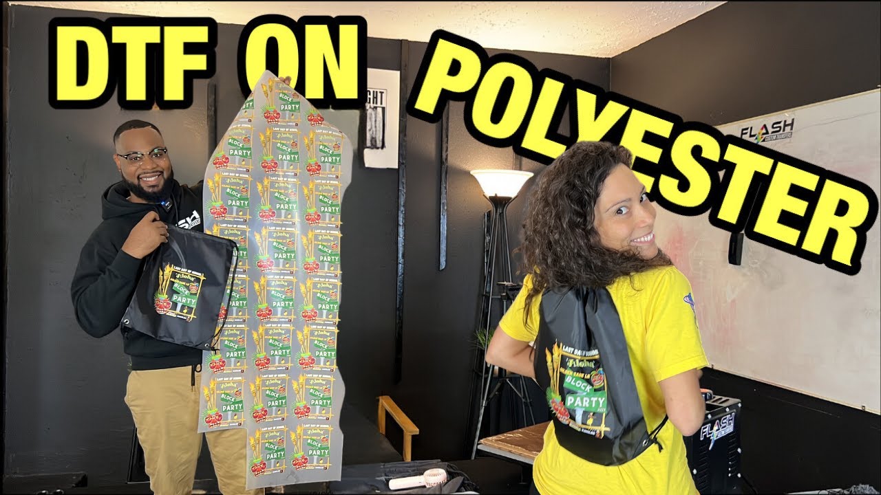 HOW TO PRESS OUR DTF TRANSFERS ON %100 POLYESTER DRAWSTRING BAGS!