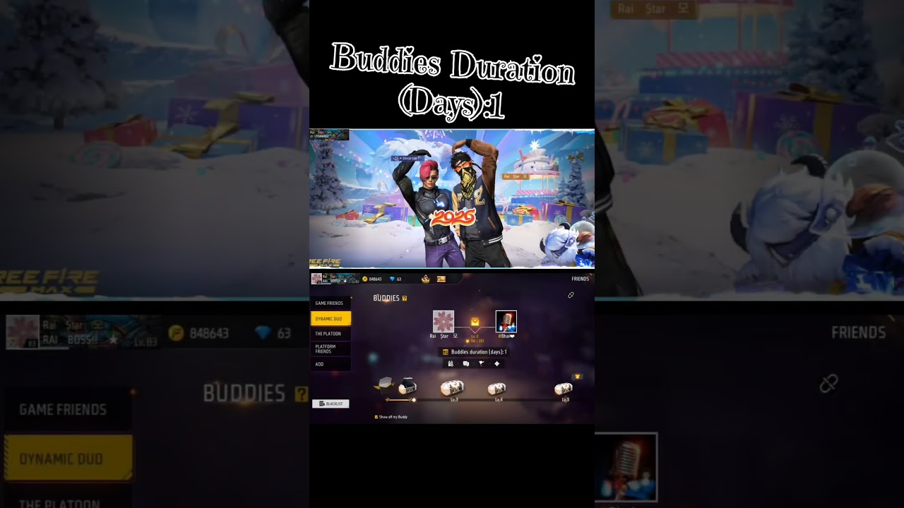 WHAT IS  DYNAMIC DUO IN FREE FIRE🥰❤️  Buddies Duration(Days):1❤️🥰 