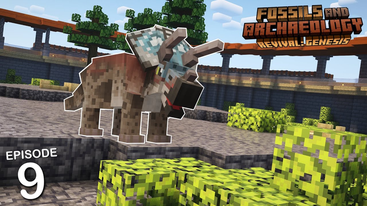 Я построил ДОИСТОРИЧЕСКИЙ ПАРК для своего трицератопса из Minecraft! (Fossils & Archeology: Reviv...