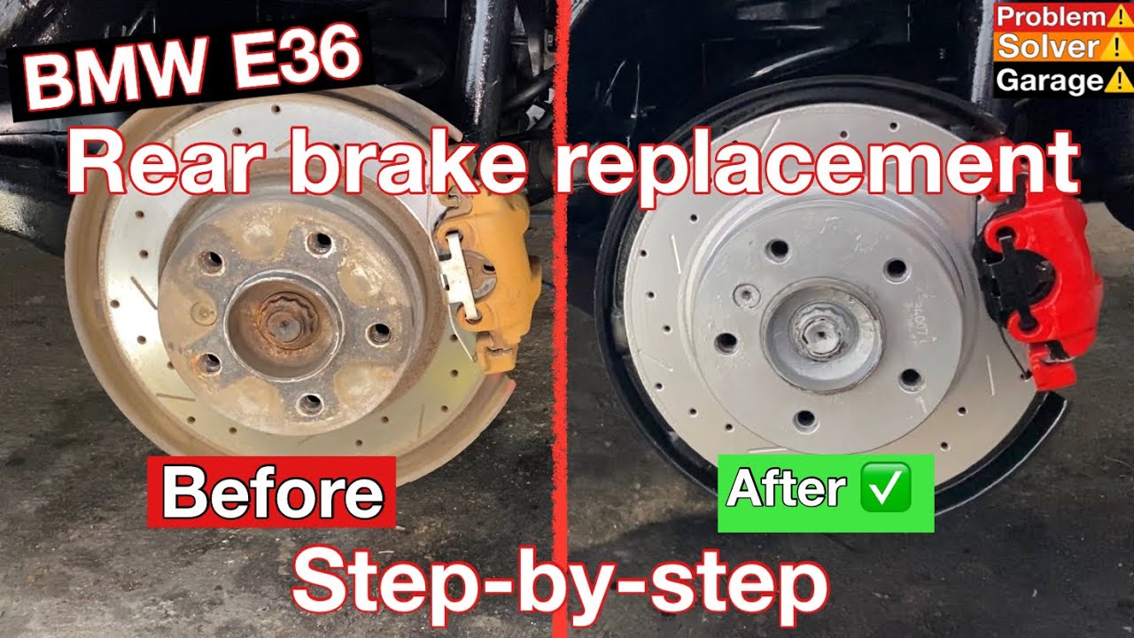 BMW E36 rear brakes, brake pads, brake shoes and rotor replacement. Step-by-step