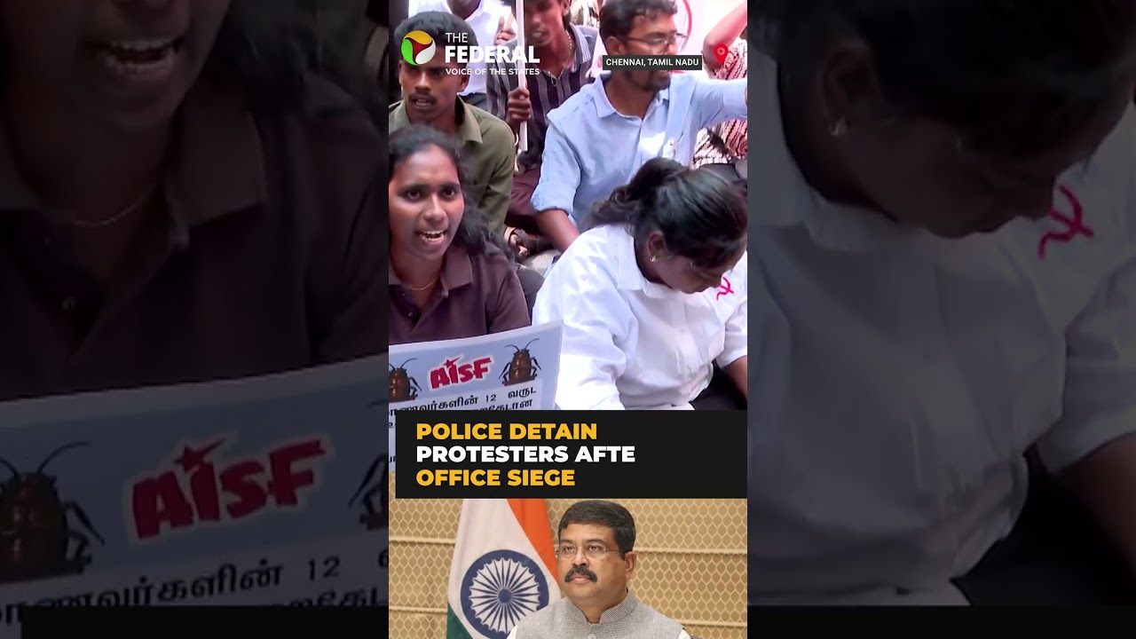 Student protest over exam issues at Chennai CBSE office ends in arrests | #shorts