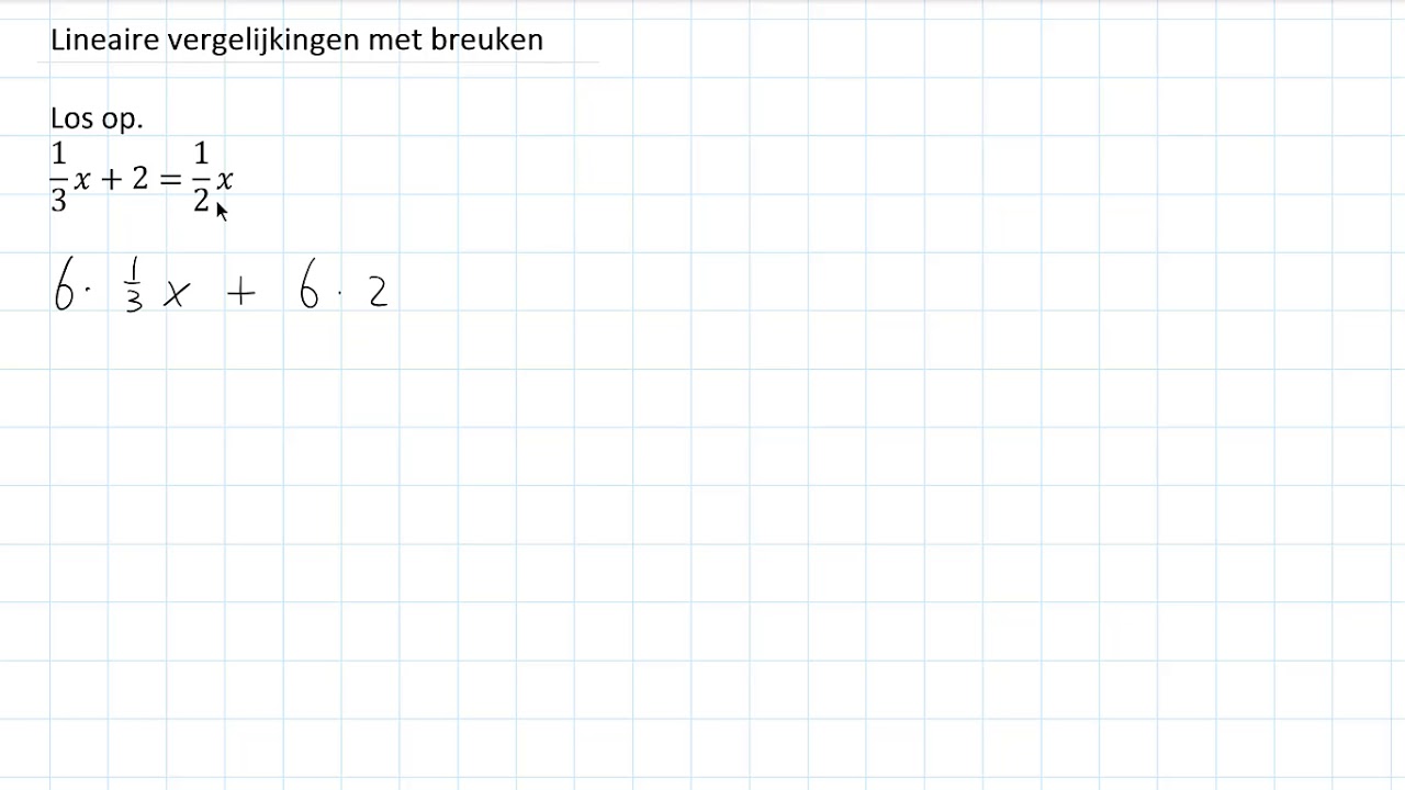 Lineaire vergelijkingen met breuken (3 HAVO)