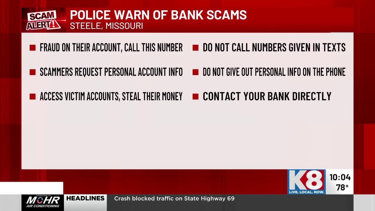 Steele police warn of scam targeting bank customers