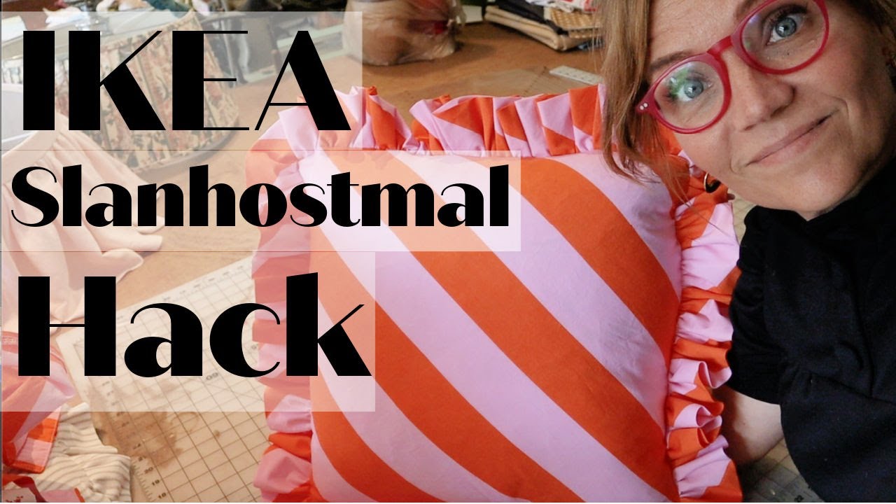 How I sew a ruffled pillow with a zipper, using an IKEA duvet cover fabric,Ikea hack.