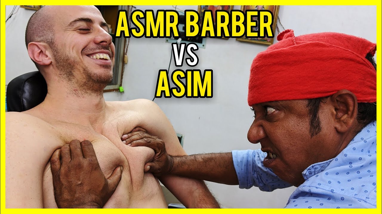 ASMR BARBER vs ASIM | HEAD and BACK MASSAGE with CRACKs and FIRE 🔥 | I'M STILL ALIVE 🤣
