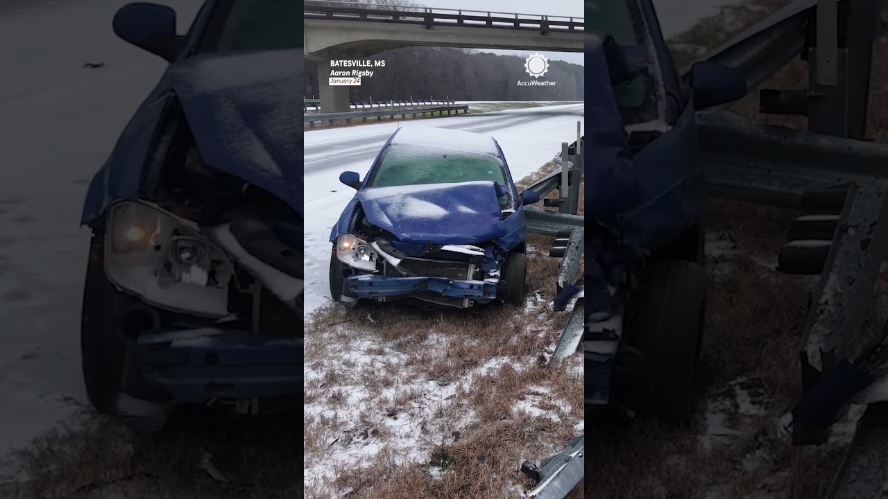 Trucks and Cars Crash on Ice in Mississippi, Louisiana