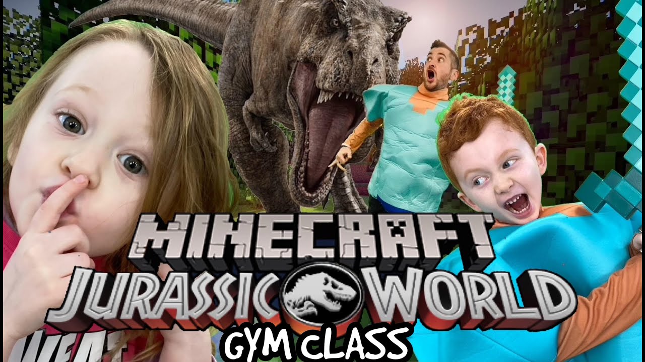 Kids Workout! MINECRAFT! JURASSIC WORLD GYM CLASS! Real-Life VIDEO GAME! Kids Workout Videos, PE FUN