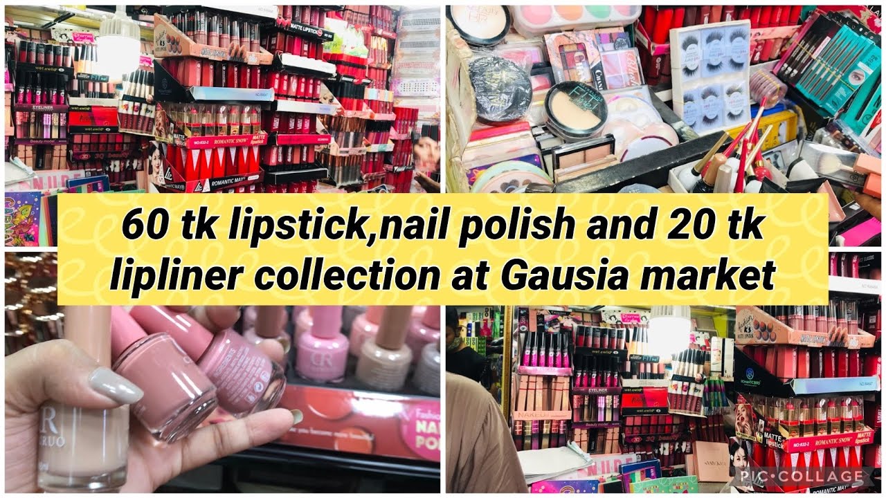 Special offer 60 tk lipstick,nailpolish,20 tk lipliner collection at Gausia market🤯|#sunshinesporbi