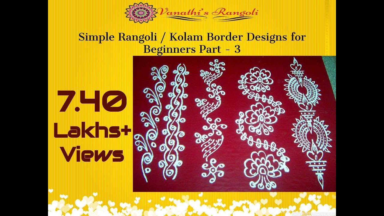 Simple Rangoli / Kolam Border Designs for Beginners Part - 3