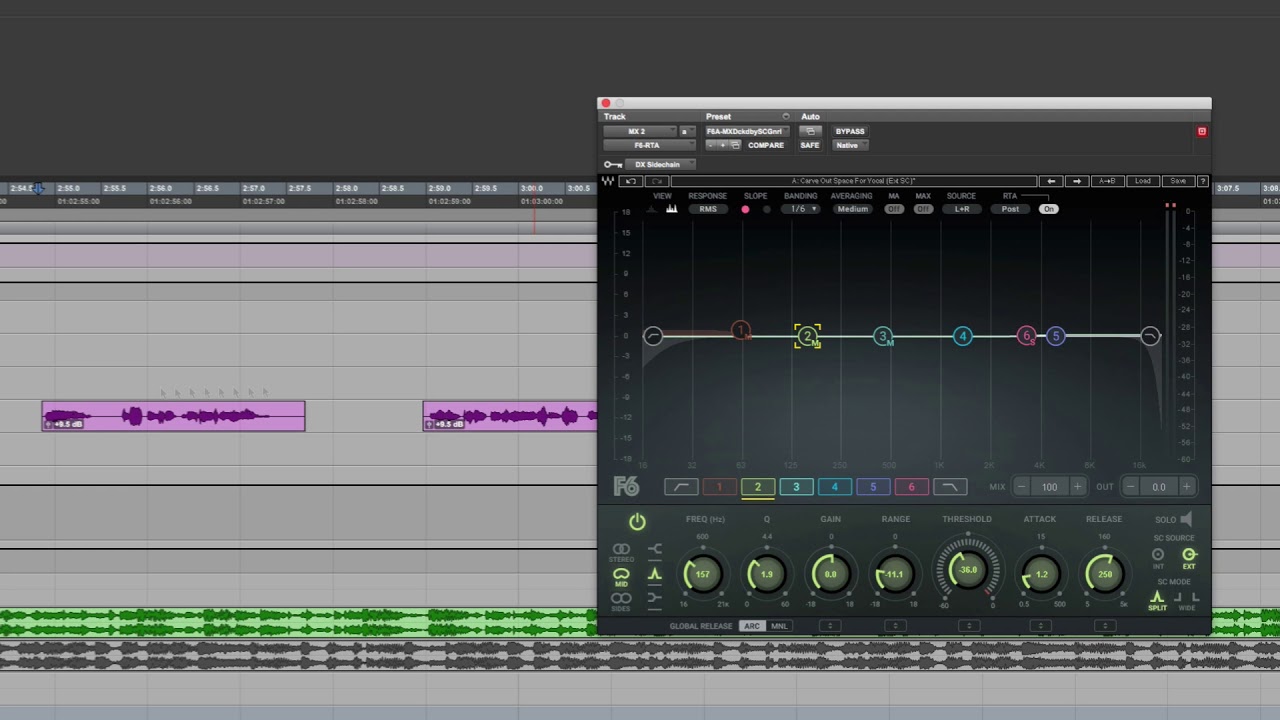 Make your VO cut through music using a side-chained dynamic EQ