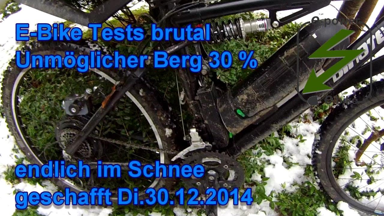 E-Bike Tests brutal unmöglicher Berg 30 % endlich im Schnee geschafft