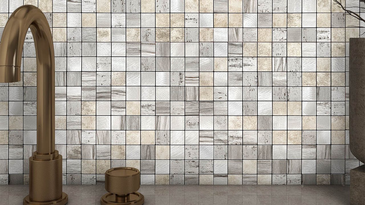 Stick on Tiles Kitchen,Tile Stickers Self Adhesive Wall Tiles Metal Mosaic Backsplash