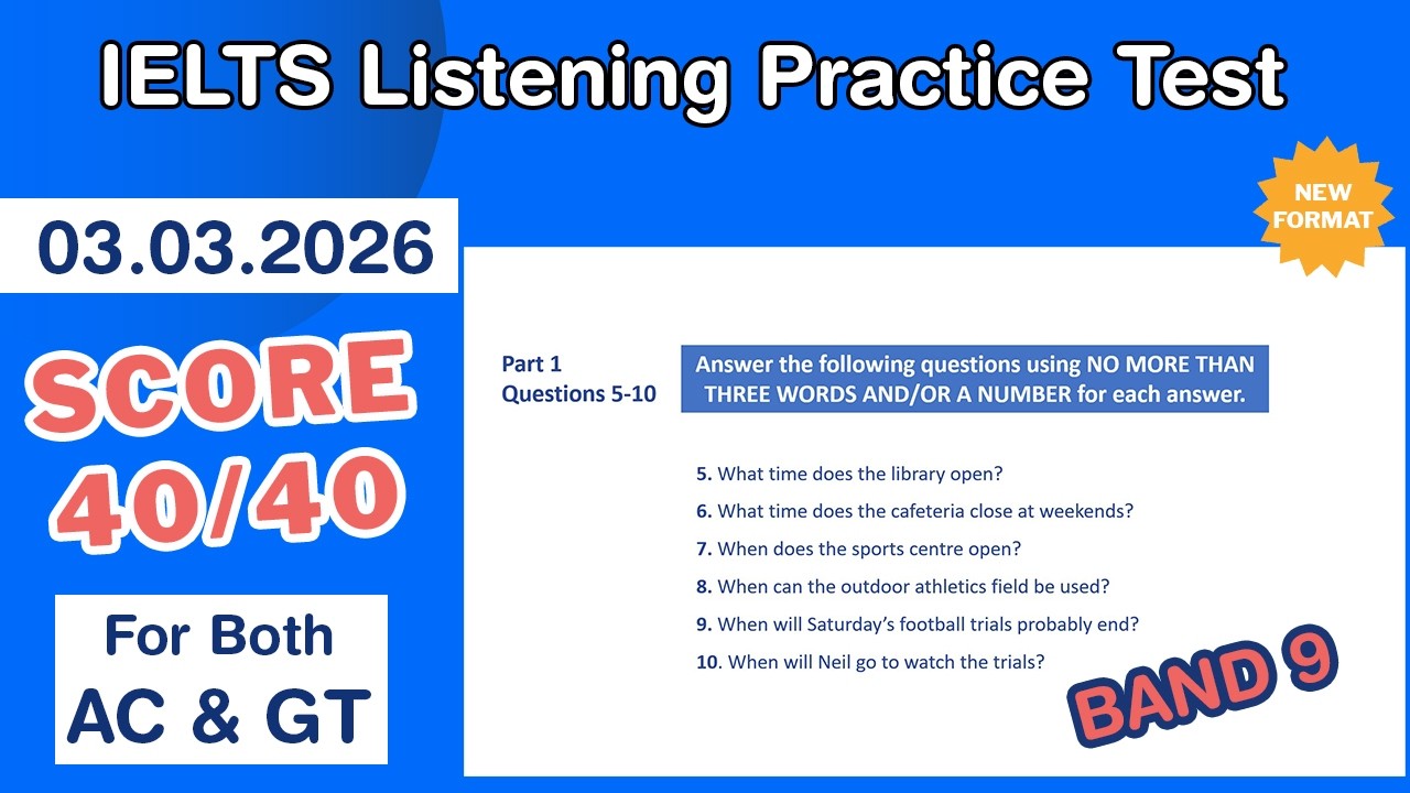 IELTS Listening Practice Test 2026 With Answers 03.03.2026 - Test #252