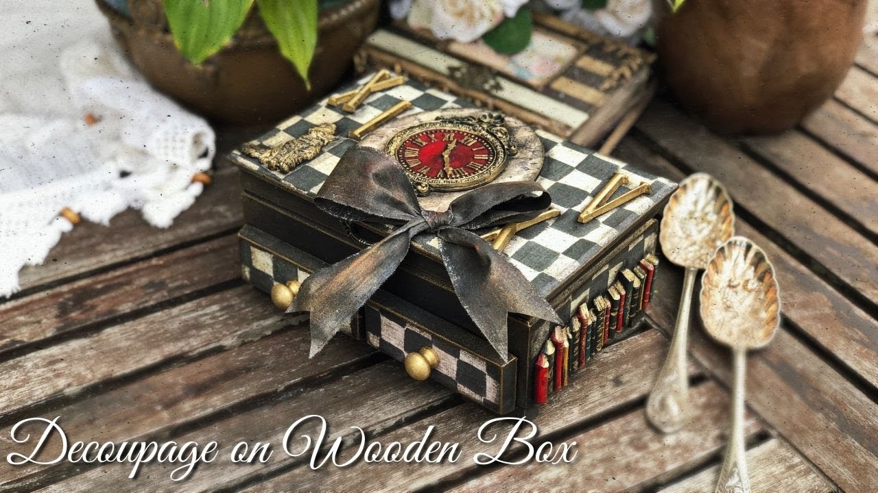 Decoupage with Rice Paper on Wooden Box