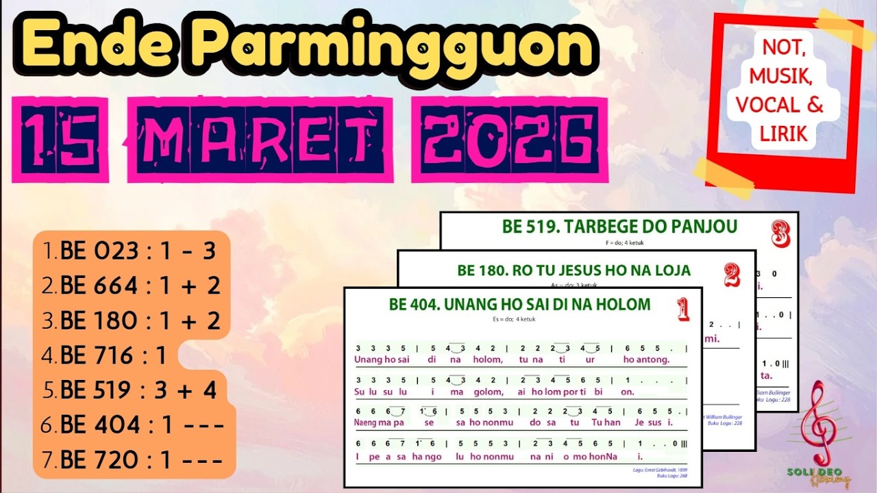 Ende Parmingguon | 15 MARET 2026 | HKBP | LETARE | Musik, Not, Vocal, dan Lirik