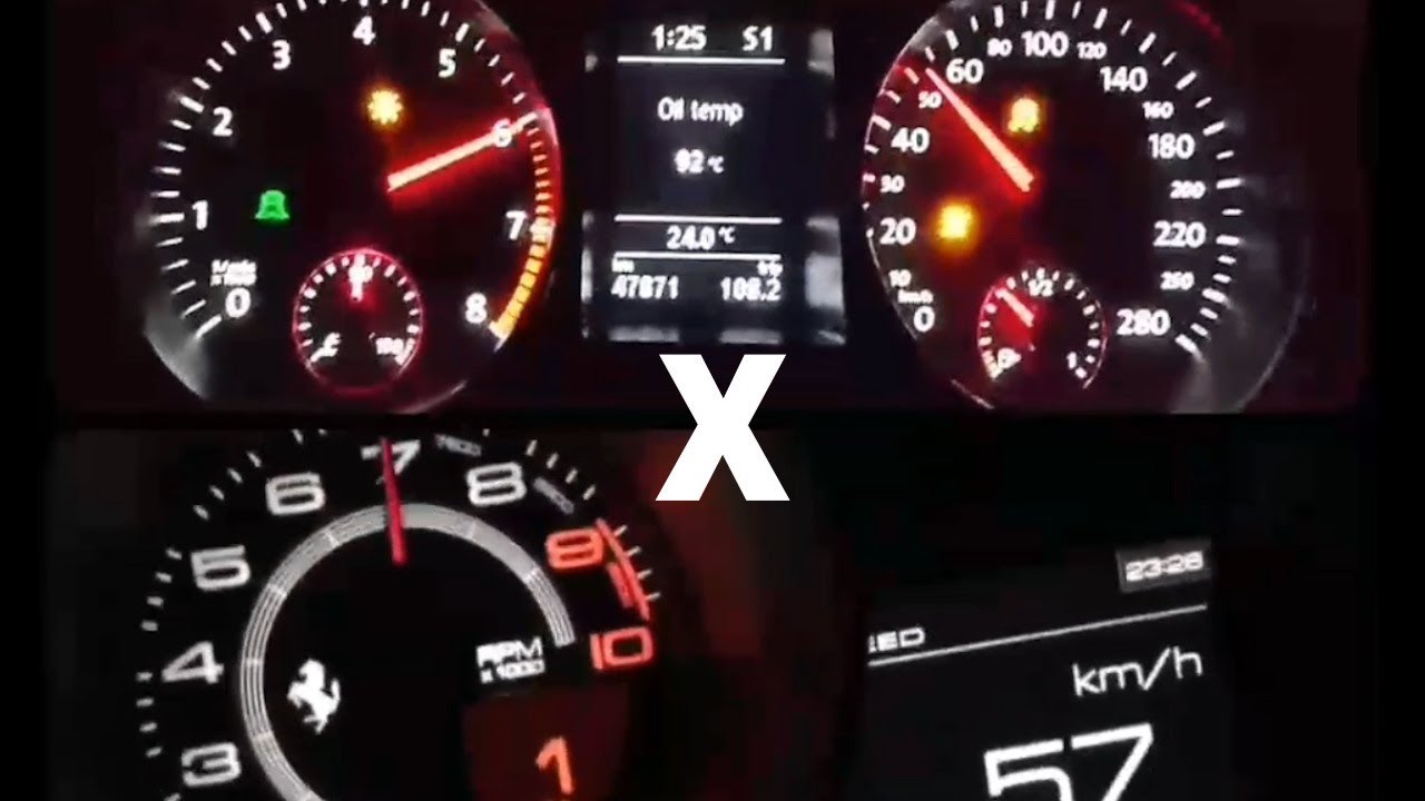 VW Passat CC VR6 3.6 0-100 vs Ferrari vs Porsche vs GTR vs Gallardo vs RS6 vs Corvette vs Camaro