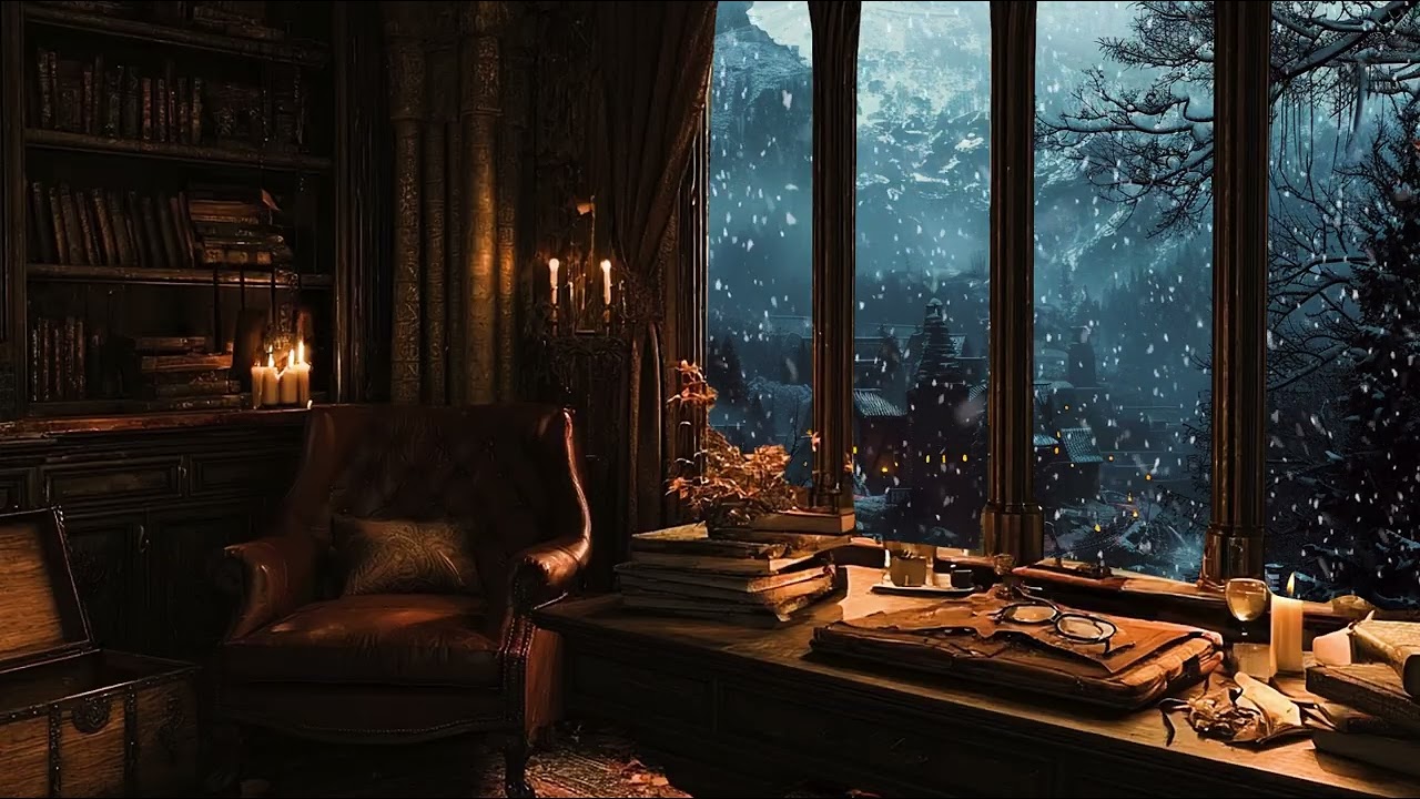 Midnight Piano at the Frozen Castle 🕯️❄️ Dark Academia Ambience for Deep Sleep & Relief