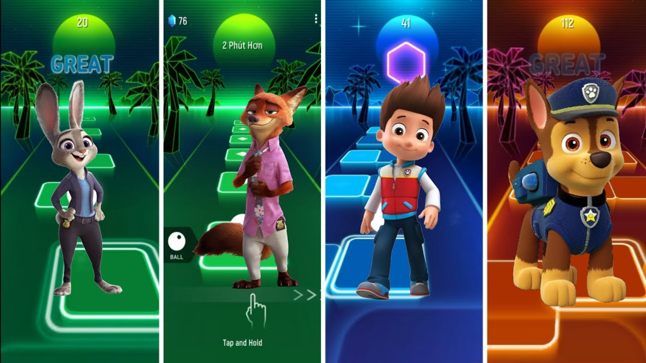 Nick Wilde vs Judy Hopps  CHASE vs  RYDER vs  Tiles Hop