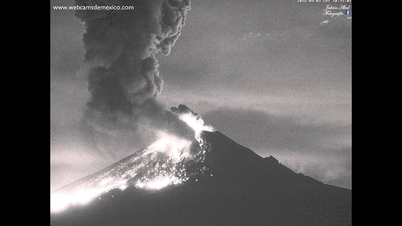 Extraordinaria explosión del Volcán Popocatépetl 3 de abril 2016 