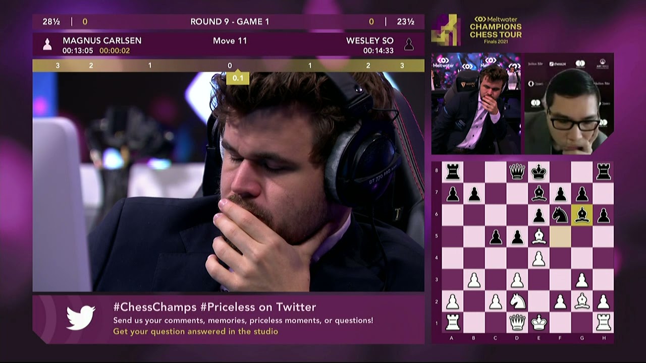 Magnus Carlsen vs. Wesley So Round 9 Game 1 | Meltwater Champions Chess Tour Finals