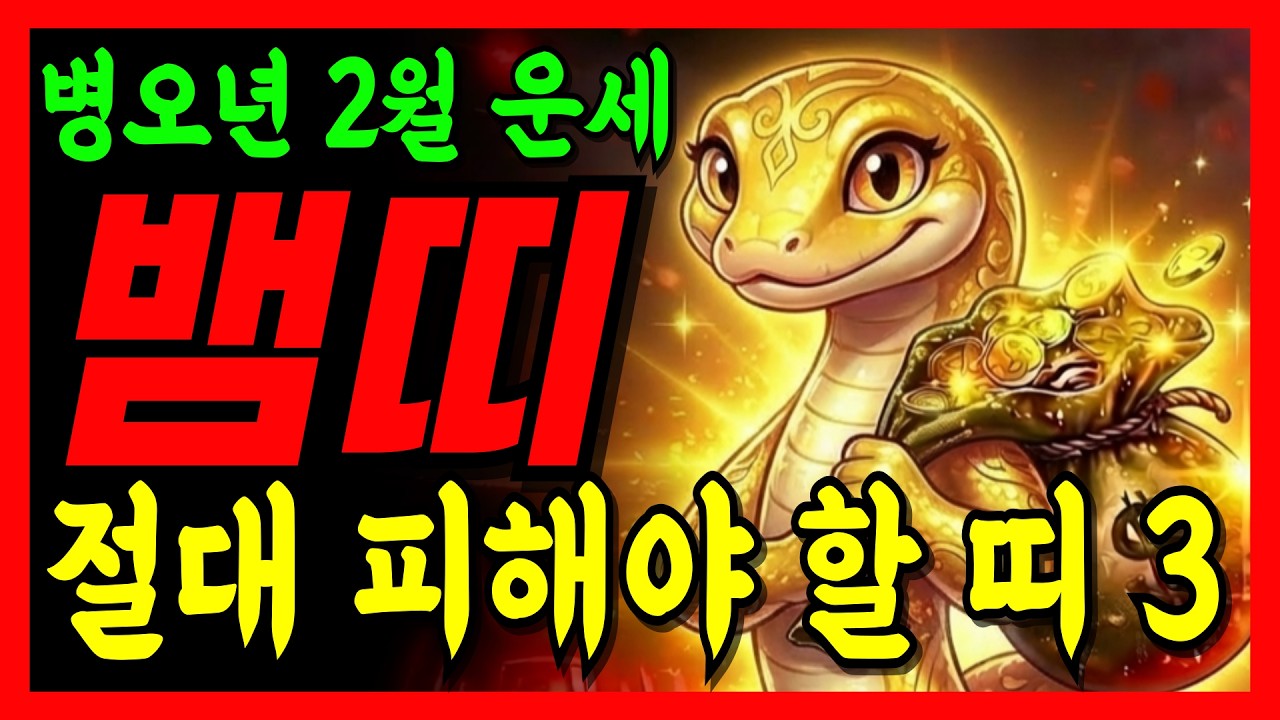 [2026년 2월 뱀띠] 절대 피해야 할 상극띠 3가지!! 뱀띠운세 53년생 65년생 77년생