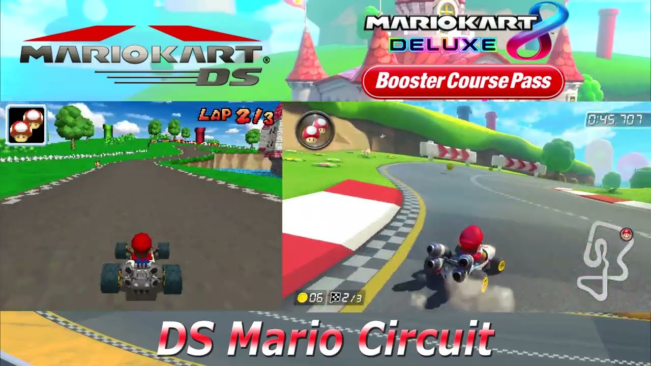 🏁DS Mario Circuit - Mario Kart DS and 8 Deluxe Comparison 4K🏁