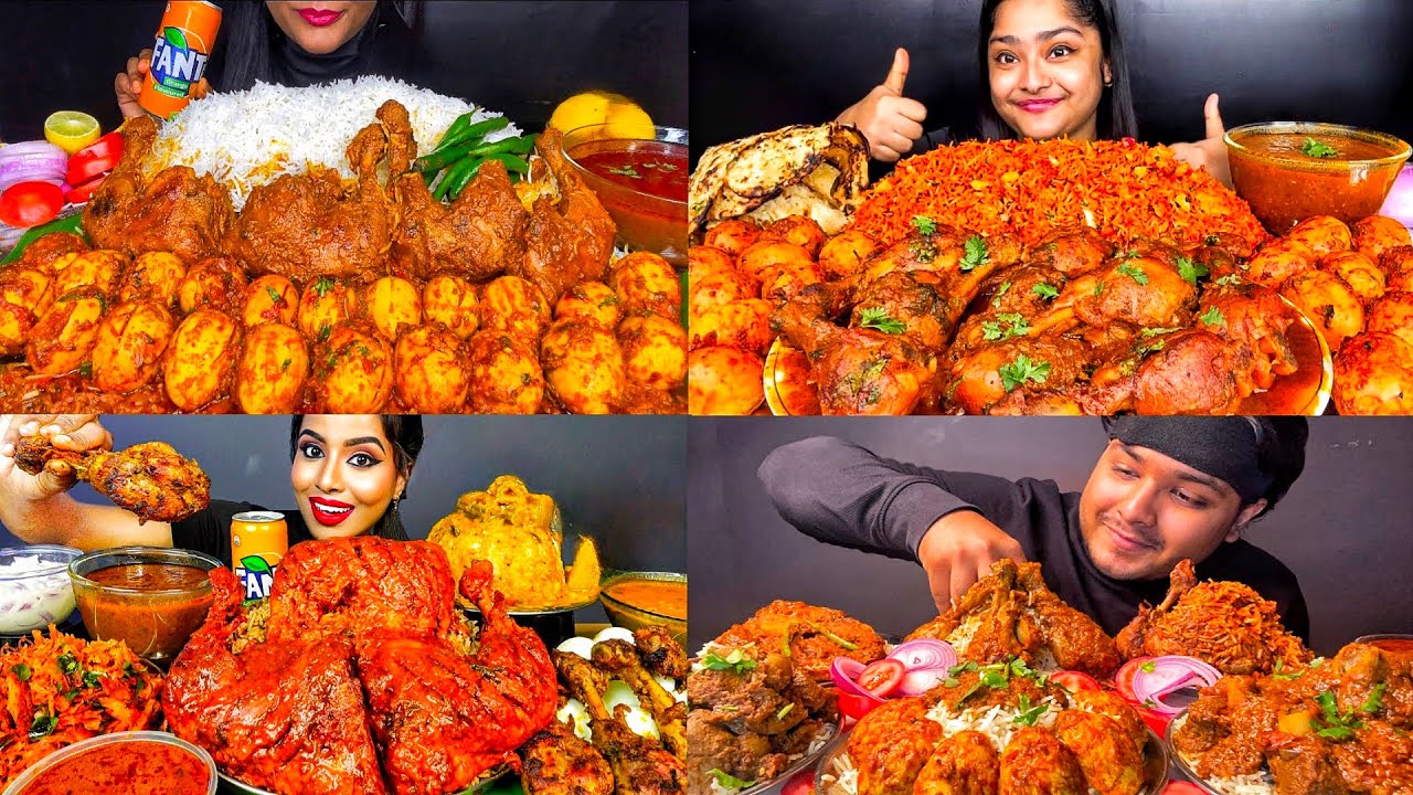 ASMR EATING MUTTON CURRY CHICKEN CURRY EGG CURRY COMPILATION EATING VIDEOS EATING CHALLENGE