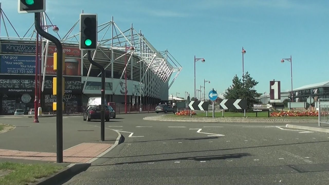 Driving Tour of Pride Park and The Wyvern, Derby August 2012. Locate businesses and shops