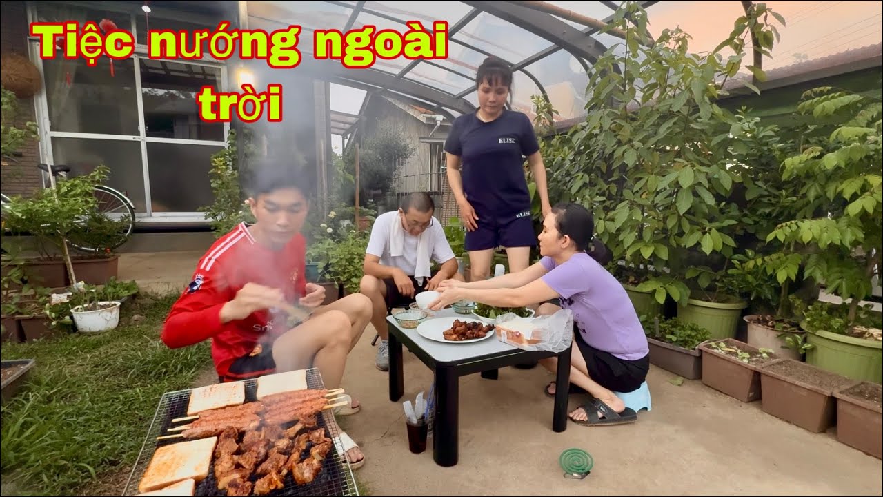 Cha dượng Nhật và con rể việt làm tiệc nướng ngoài trời cả gia đình ăn sum họp ấm lòng xa xứ