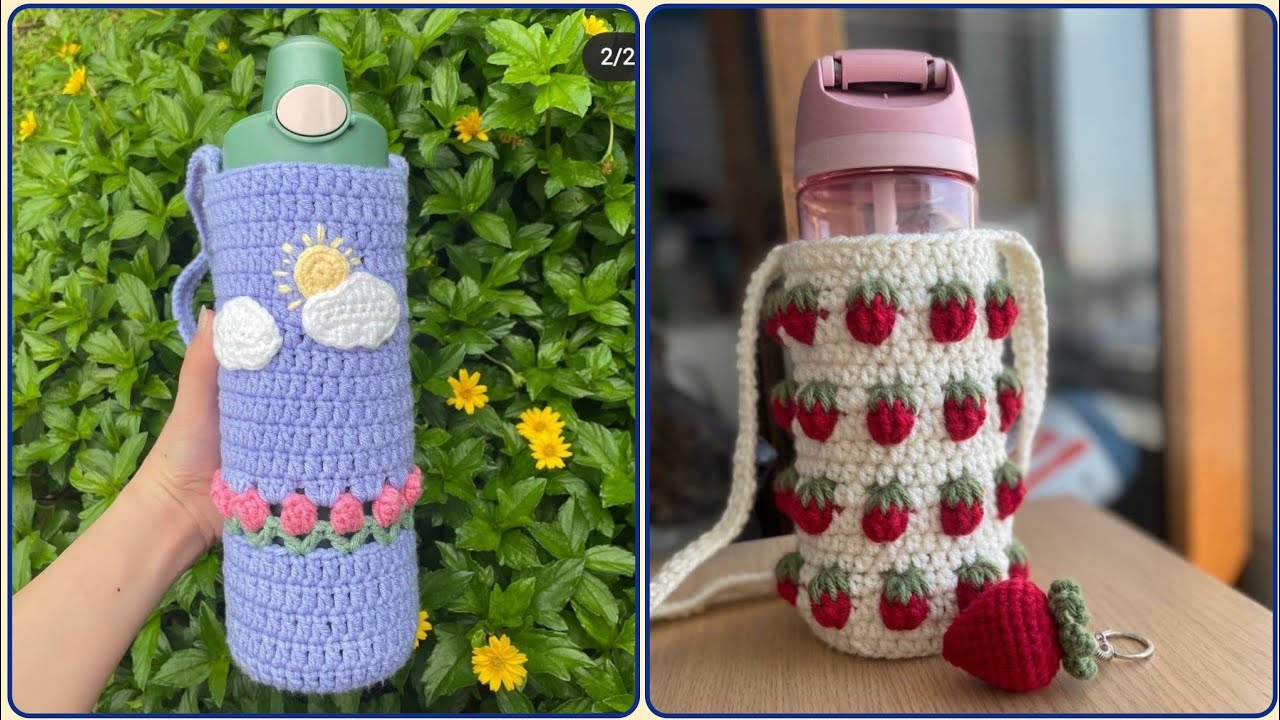 Crochet Cute & Stylish Water Bottle Cover - Cozy Pattern For Beginner Designs