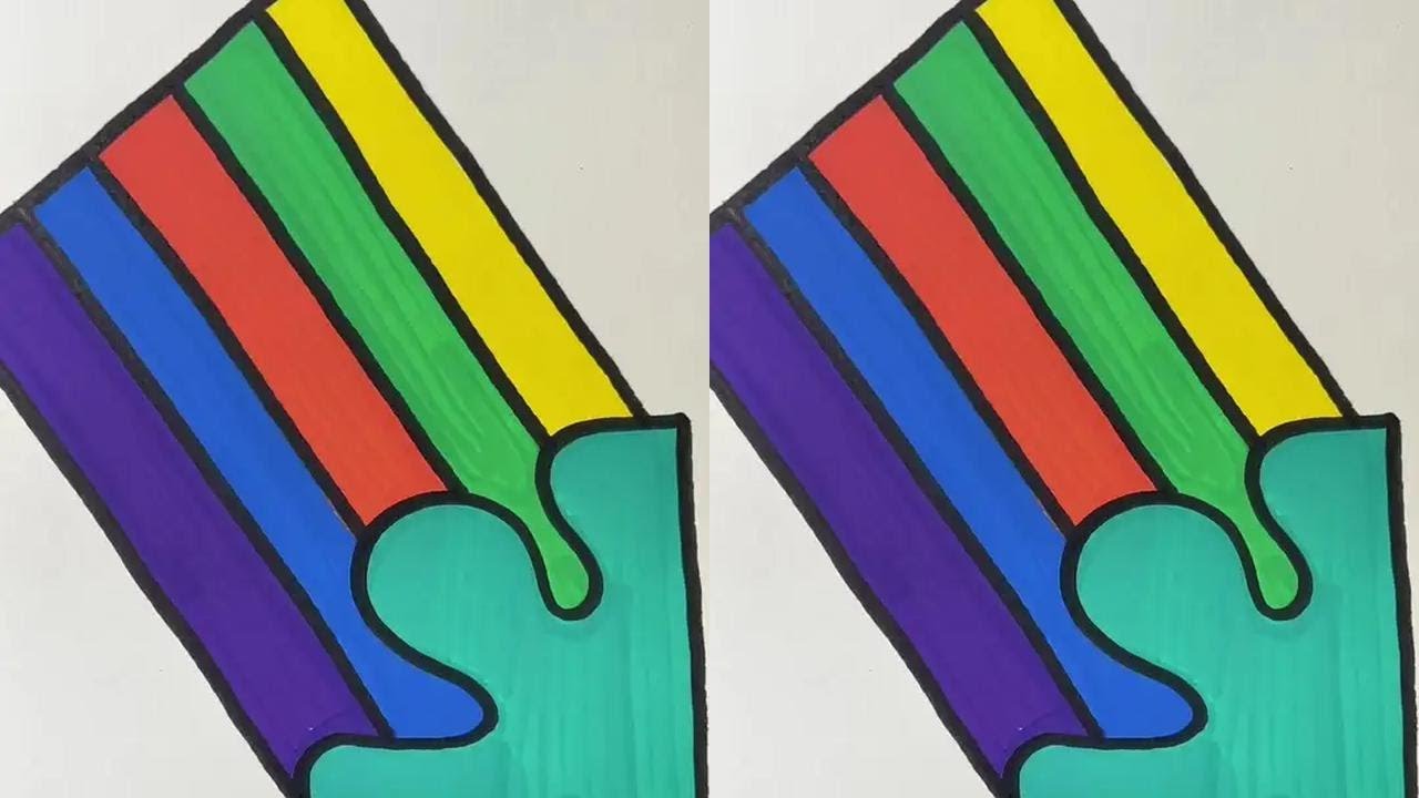 Acrylic marker pen colorful stripes immersive painting