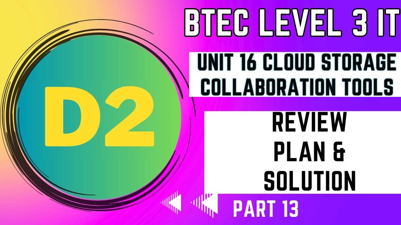 BTEC Level 3 IT - Unit 16 - Cloud - Part 13 - "D2" - REVIEW PLAN AND SOLUTION