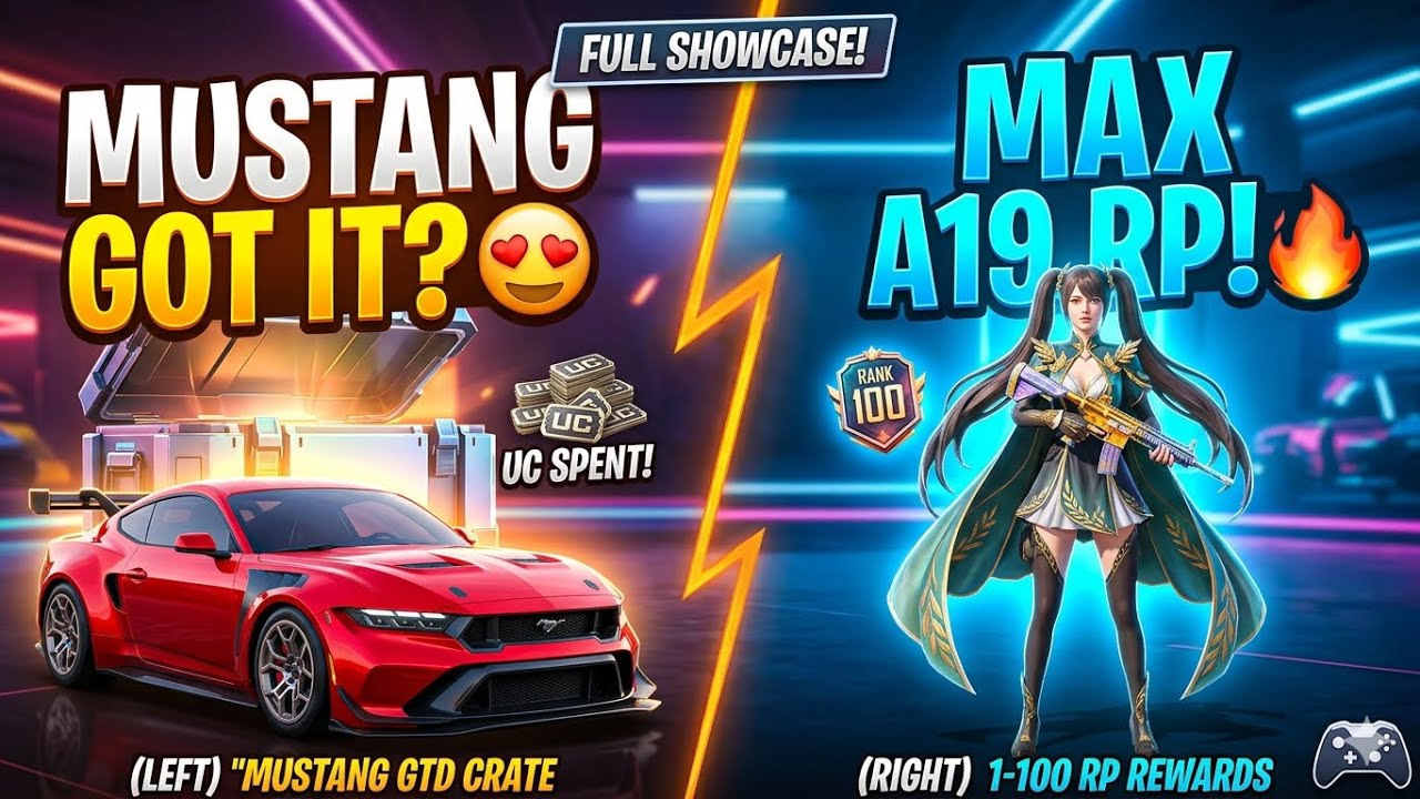 MUSTANG Motor Cruise Crate Opening & New A19 Royale Pass Is HERE | Pubg Mobile
