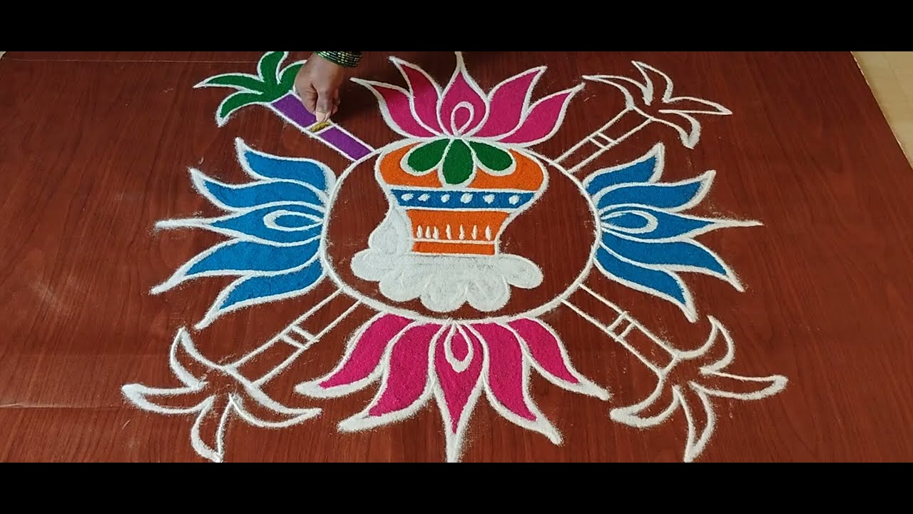 Village style Pongal rangoli | pongal rangoli designs | sankranthi muggulu | #villagemuggulu  