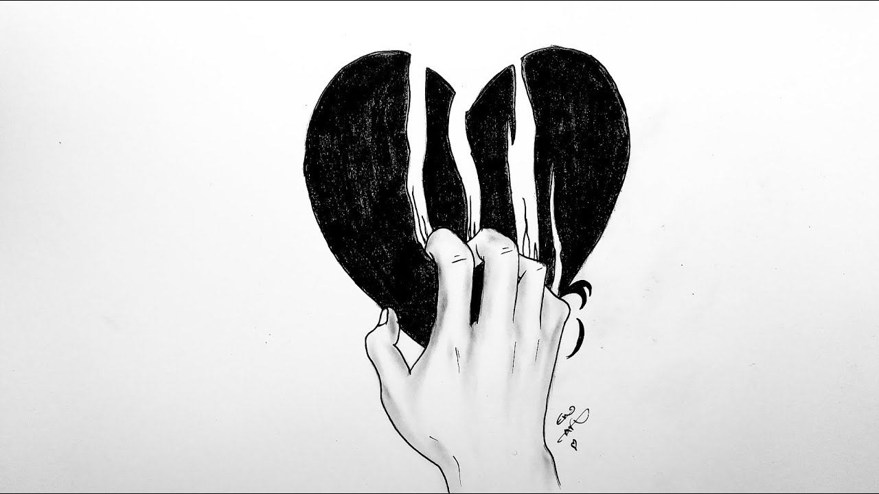 جراح لا تحتمل || رسم قلب مجروح سهل بالرصاص || رسوم تعبيرية || رسومات سهلة وبسيطة || تعليم الرسم
