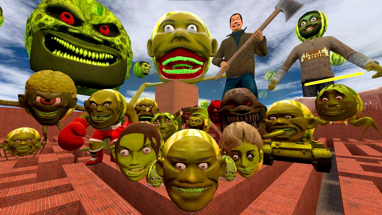 Вся семья Лин Ган Мелон и страшный босс-кошмар преследуют меня в Garry's Mod!