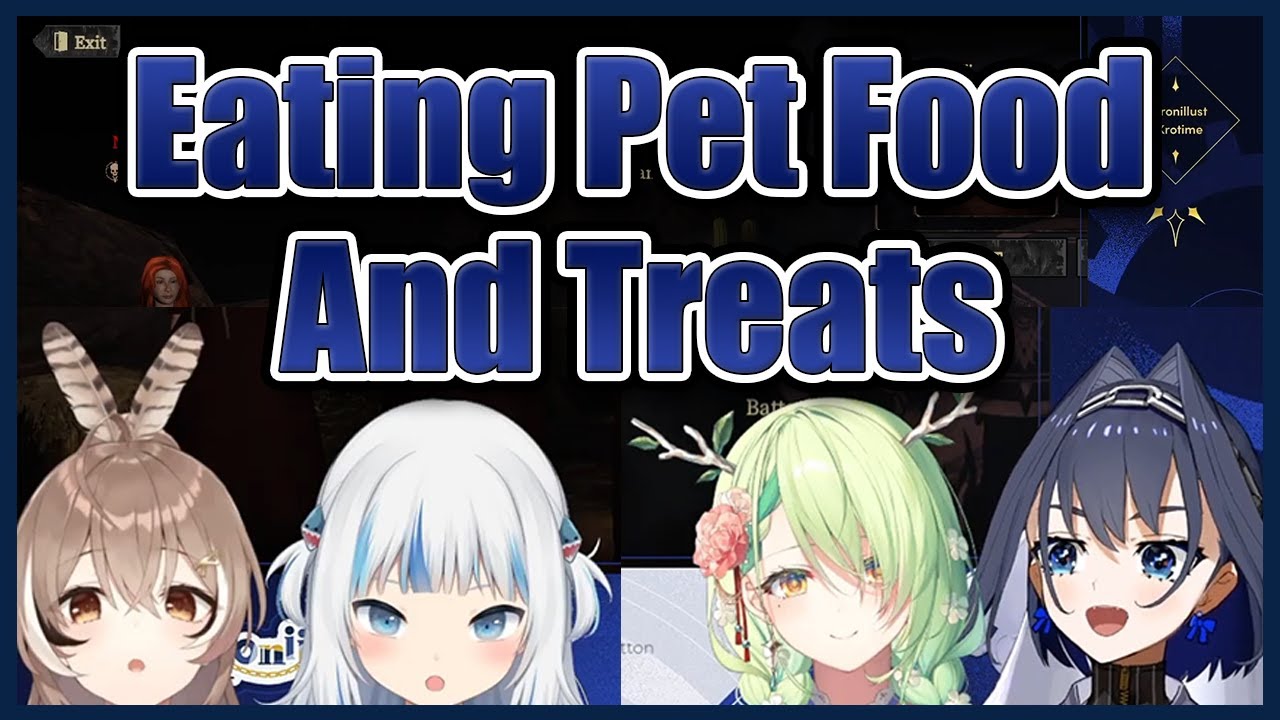Just 4 Anime girls talking about eating pet food [Kronii x Mumei x Fauna x Gura] [Hololive]
